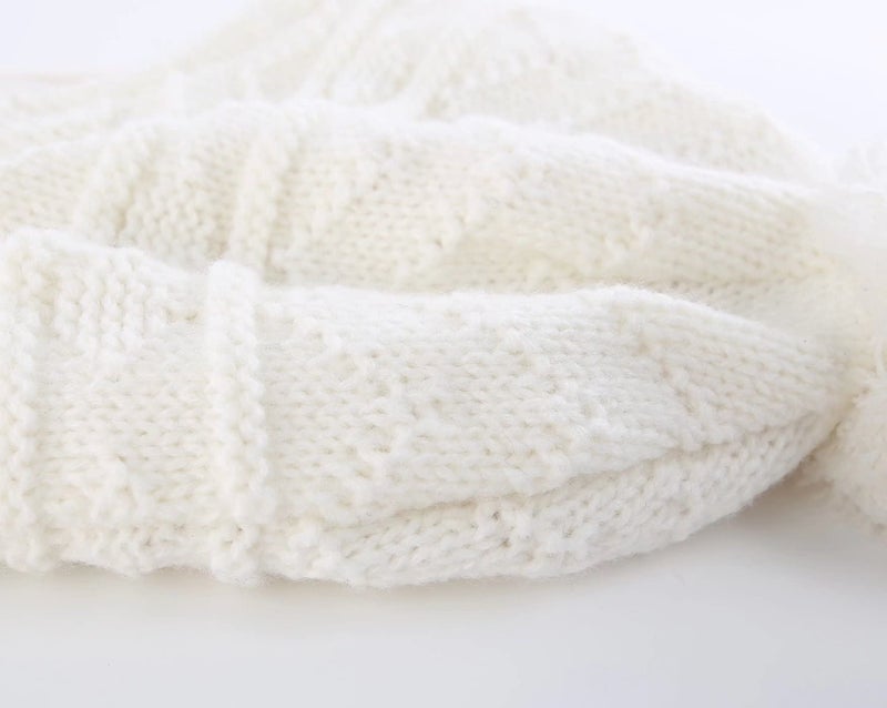 Connectyle Infant Baby Beanie Hat Kids Warm Winter Hats with Earflaps Skull Cap Toddler Knit Acrylic Watch Cap S White - Image 5